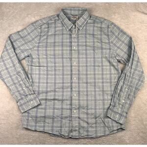 Faherty Shirt Mens Sz XL Blue Check Plaid Supima Cotton Long Sleeve Button Up